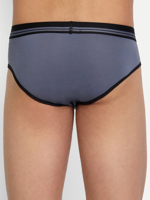 Men's Micro Modal Briefs with Piping Midnight Grey
